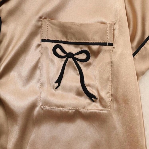 Women's Satin Pajama Set - Gold Size 12 XL - Picture 5 of 8